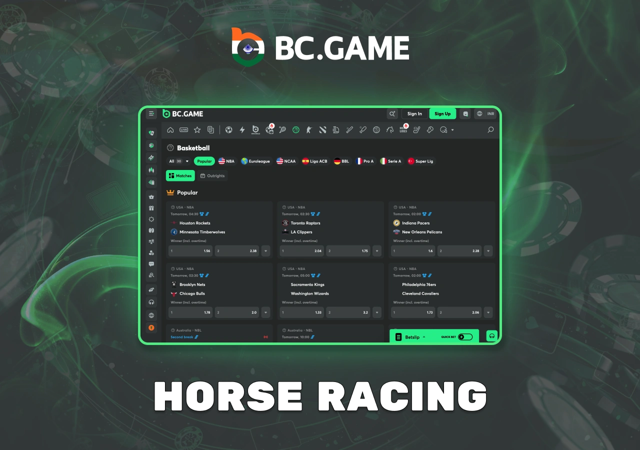 Betting on horse racing and live streaming BC Game India