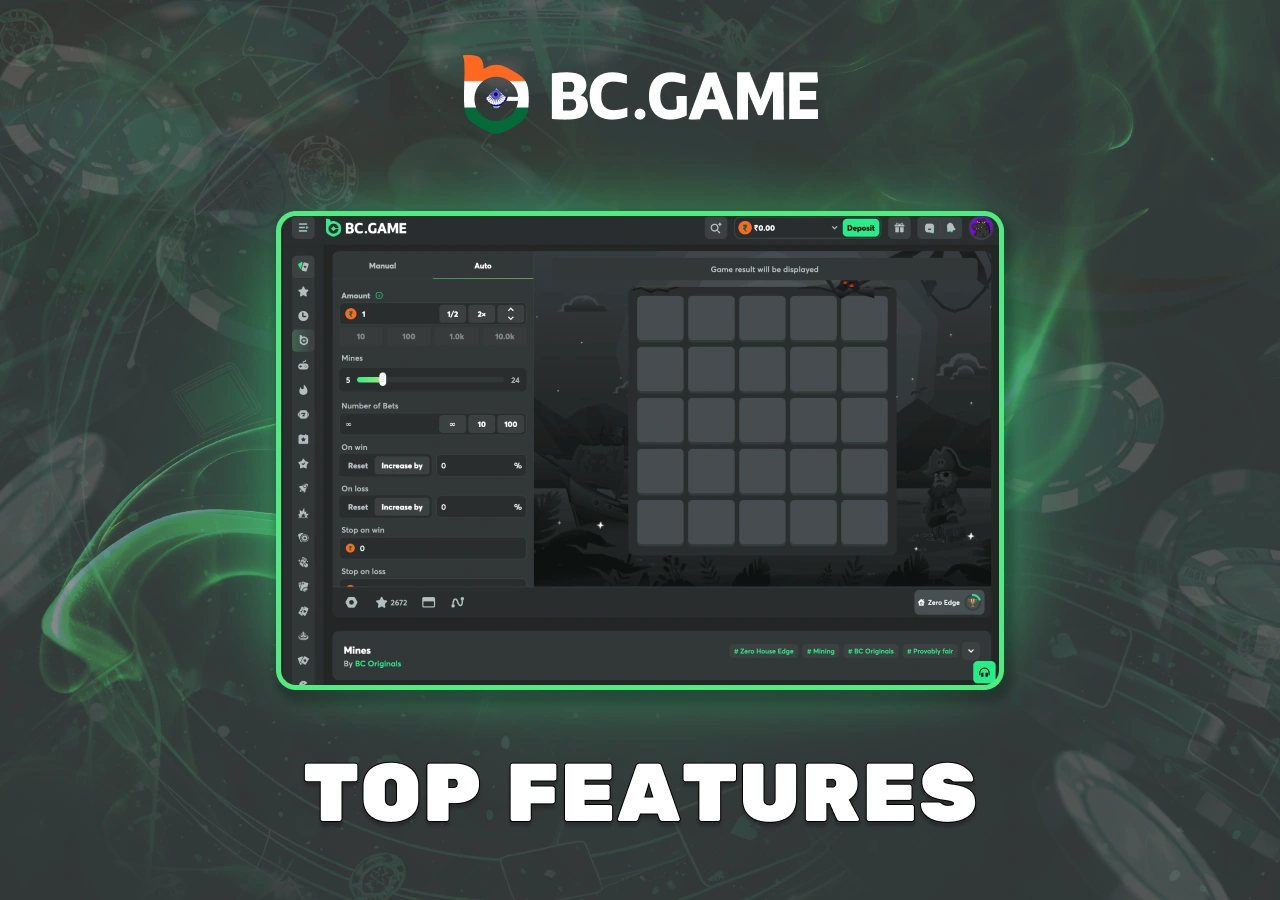 Features of Mines on the BC Game platform
